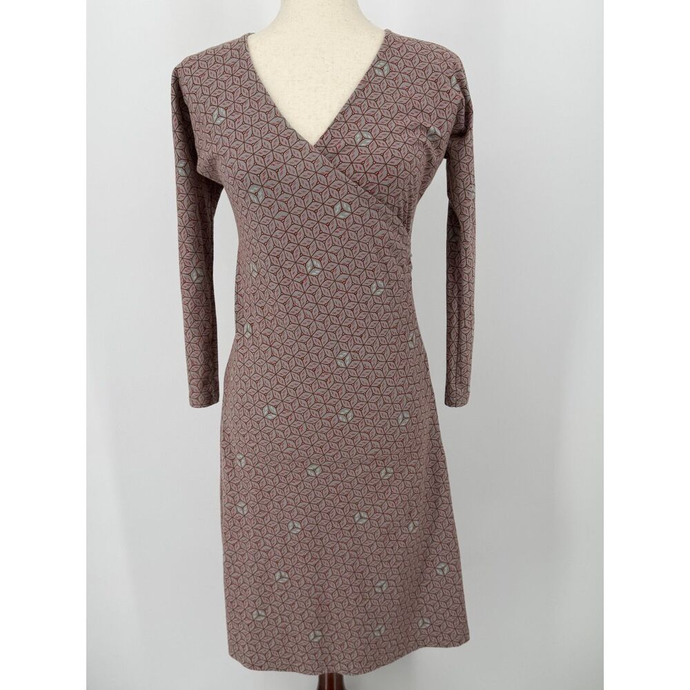 Patagonia Dress M Surplice V Neck Twist Keyhole Back Organic Long Sleeve